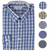 Berlioni Italy Boys Junior Kids Toddler Checkered Long Sleeve Dress Shirt