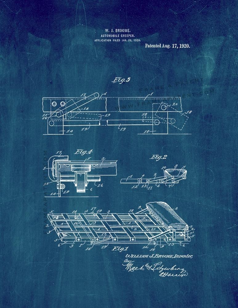 Automobile Creeper Patent Print - Midnight Blue