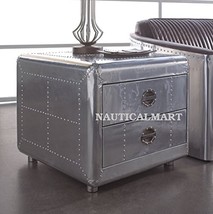 NauticalMart Aviator Square Coffee Table With 2 Drawer Industrial Furniture