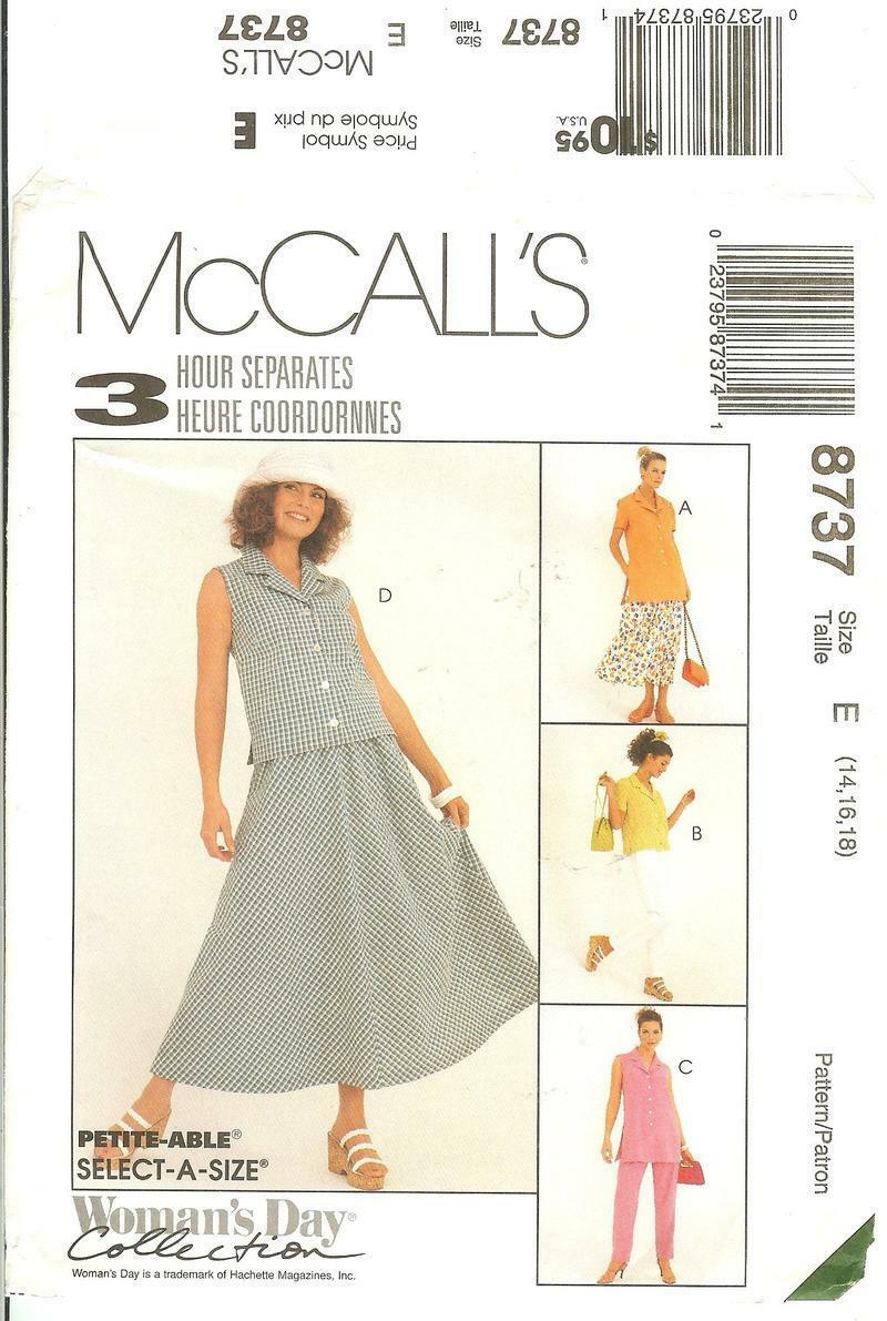 Primary image for McCall's 8737 Woman's Day Collection Petite-able 3 Hour Separates 14,16,18 FF
