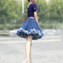 Women Above Knee Ruffle Layered Tulle Skirt Princess Plus Size Tiered Tutu Skirt image 8