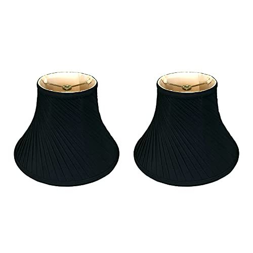 Royal Designs Set of 2 Twisted Pleat Bell Lamp Shade, Black, 6 x 14 x 12