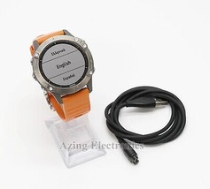 Garmin Fenix 6 Sapphire Multisport GPS Smartwatch Titanium w/ Ember Orange Band image 1