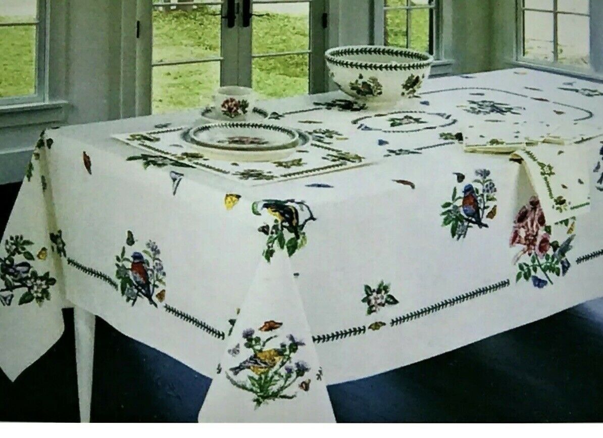 PORTMEIRION BOTANIC GARDEN BIRD TABLECLOTH 60"x 84" OBLONGRECT