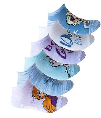 Primary image for Disney MULTI Little Girls Frozen 6-Pack No-Show Ankle Socks, US 6-8.5