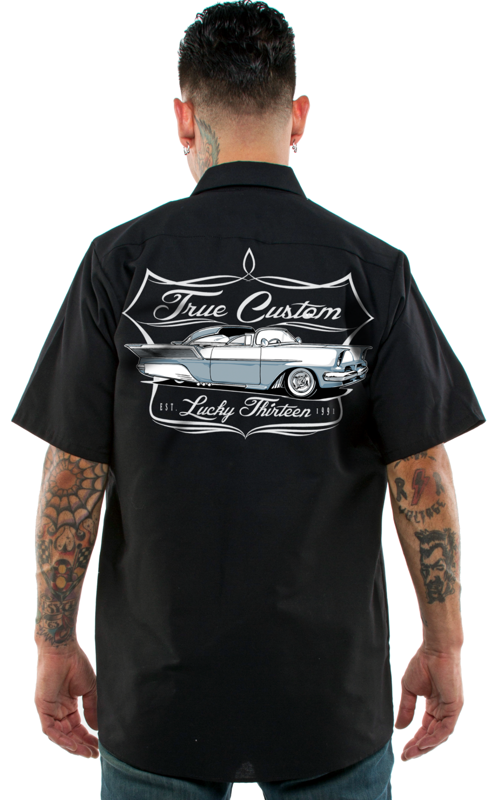 Lucky 13 True Custom Classic Car Low Rider Biker Button Down Work Shirt ...
