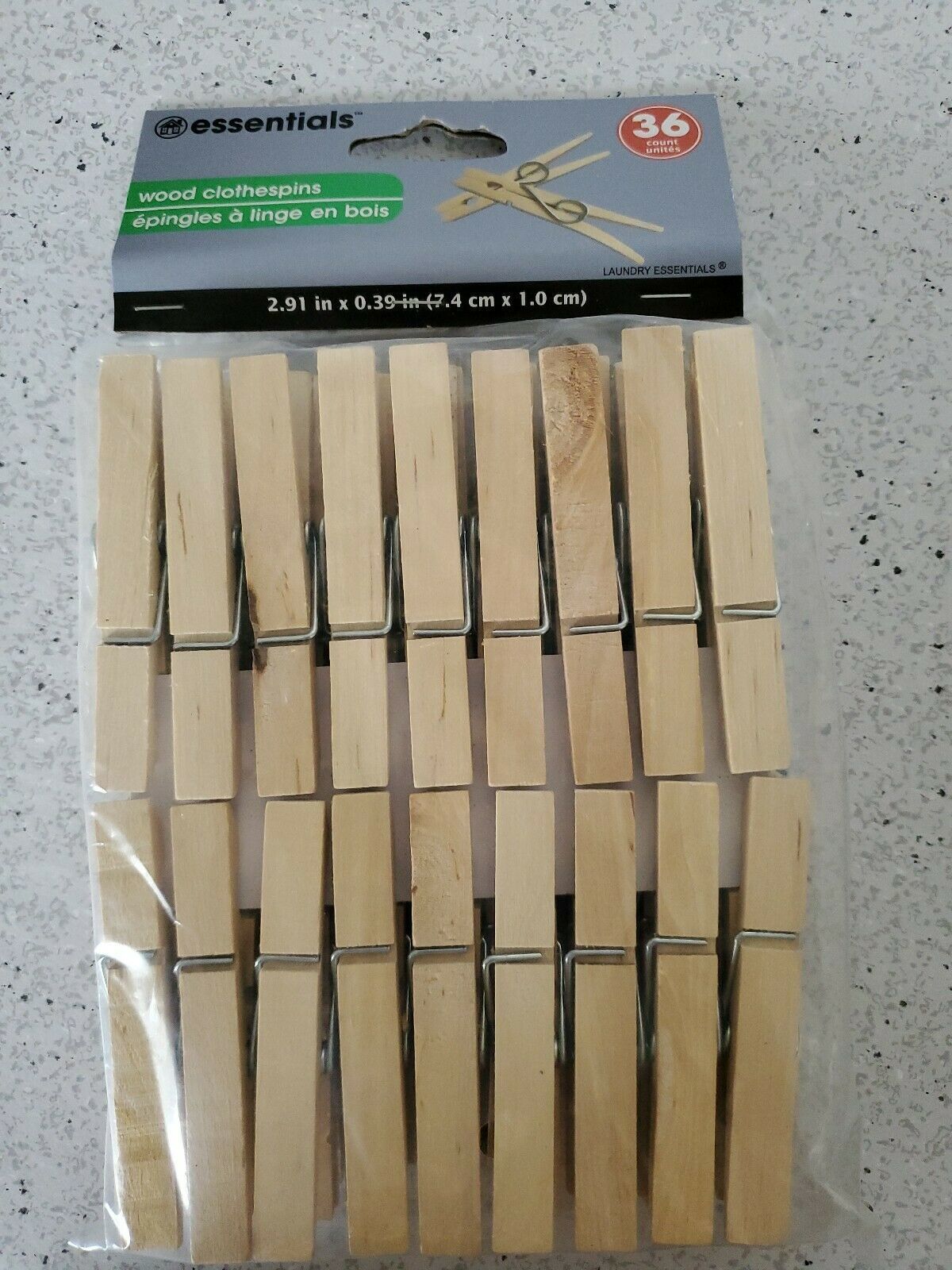 CLOTHES PINS WOODEN 36 COUNT NEW IN PACK ESSENTIALS 