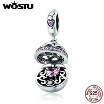 WOSTU 925 Sterling Silver Opening Dangle Ball Heart Charm for Charm Bracelet CZ - $17.99