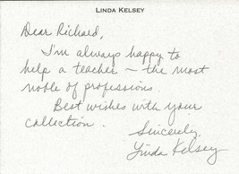 Linda Kelsey Signed Handwritten Note Card Lou Grant Day by Day