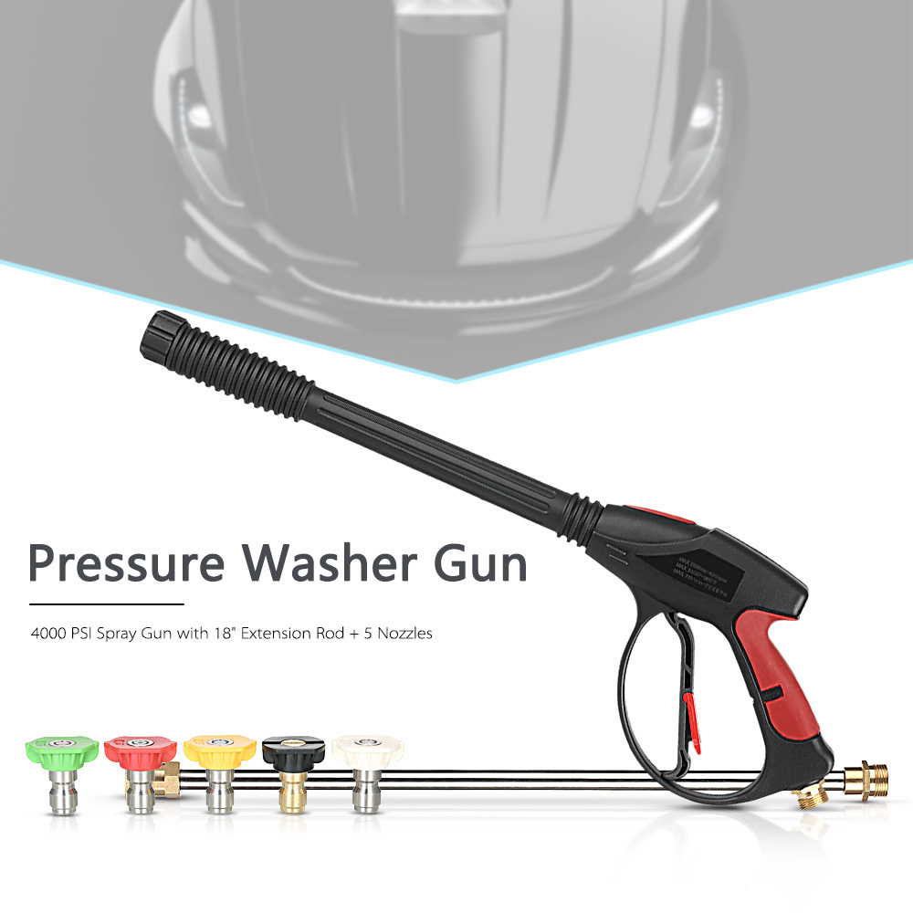 Pressure Washer Gun 4000 PSI Spray Gun with 18" Extension Wand + 4