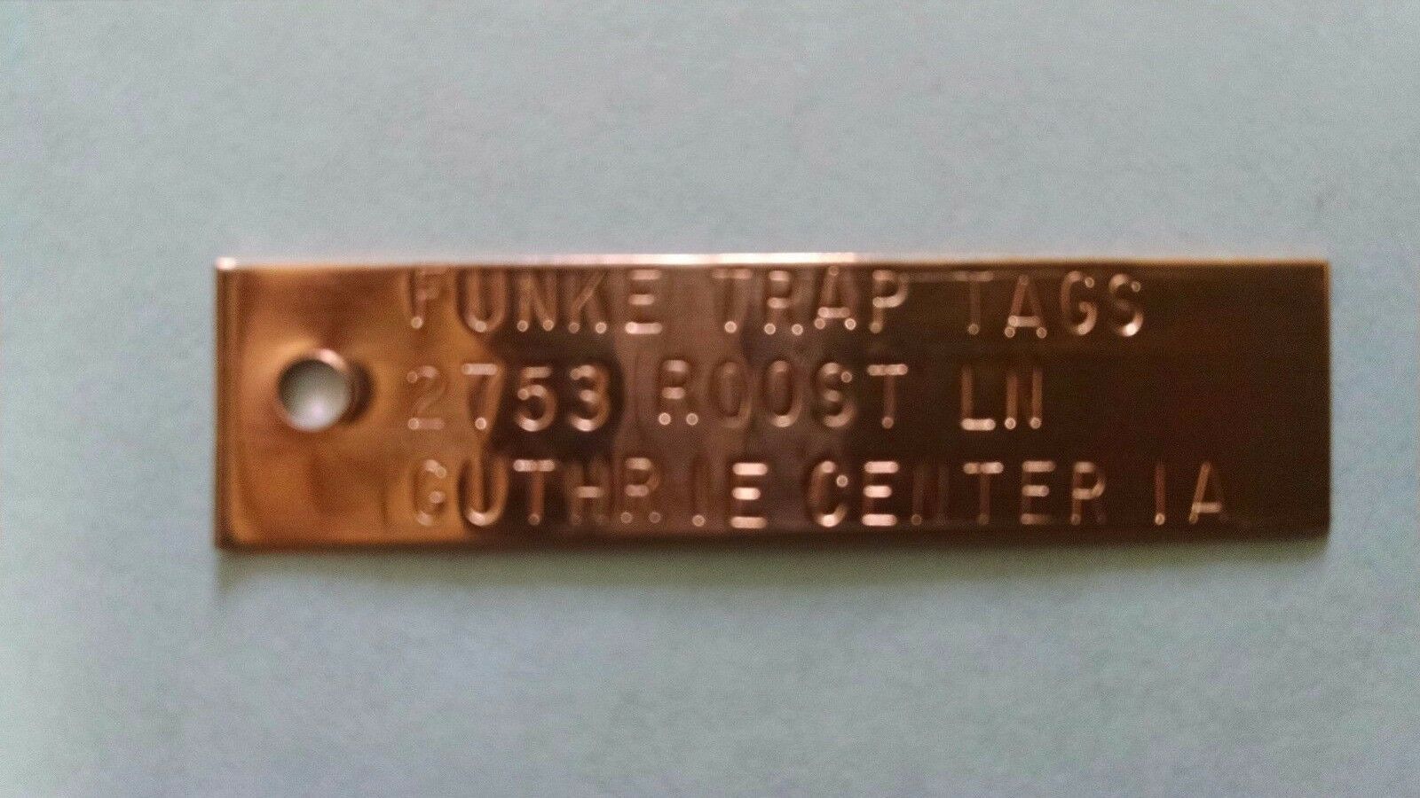 200 MACHINE STAMPED COPPER TRAP TAGS TRAPPING SUPPLIES ANIMAL TRAP ID