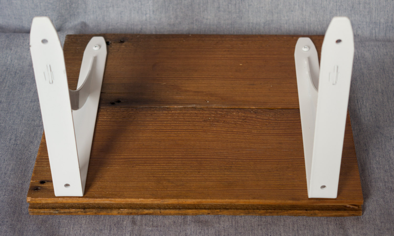 12 inch Reclaimed Wood Shelf with White Brackets 12 in wide by 10.5 in