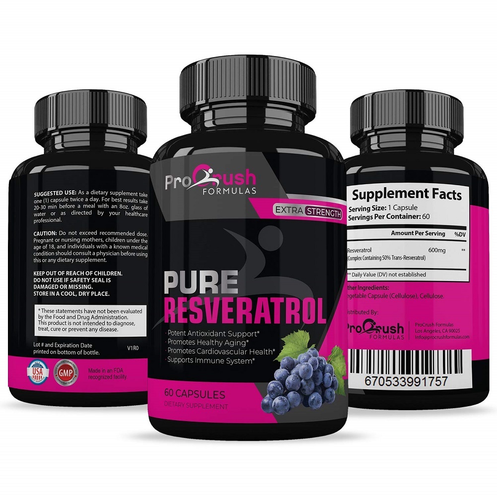 Pure Resveratrol- Natural Red Wine Antioxidant Supplement. Supports Heart Health