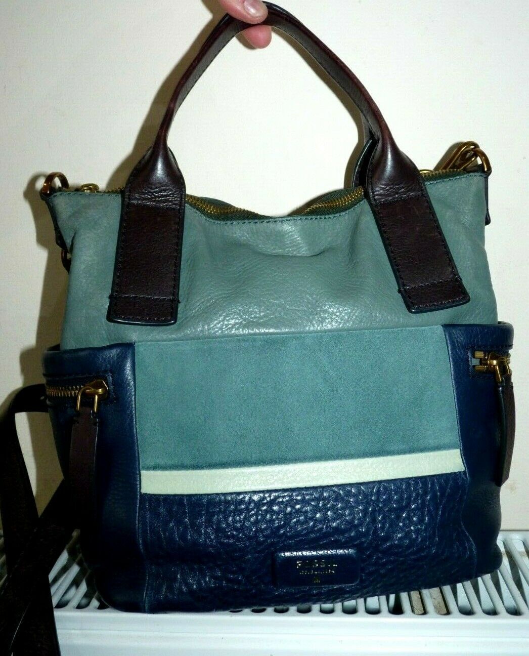 fossil blue leather handbags