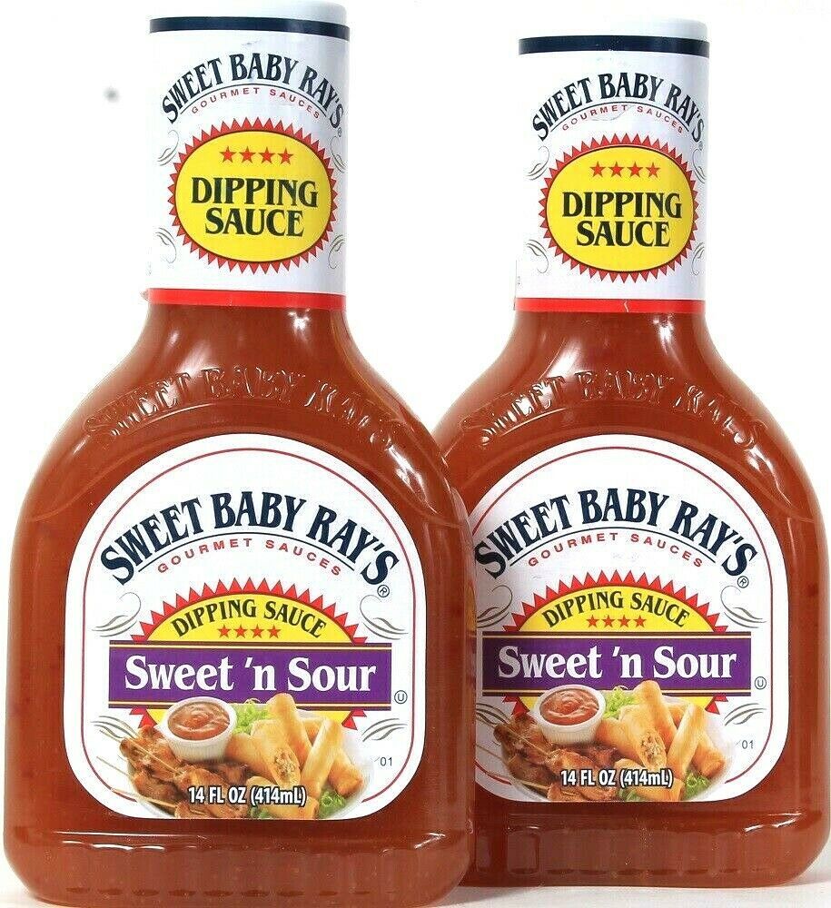 2 Sweet Baby Ray's Gourmet Sauces 14 Oz Sweet 'N Sour Dipping Sauce BB