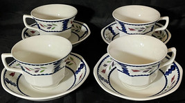 Adams Lancaster Real English Stoneware 4 Coffee Tea Cups + Saucers (8 PC) - $33.00