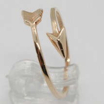 18K ROSE GOLD ARROW RING SMOOTH BRIGHT LUMINOUS DOUBLE WIRE MADE IN ITALY image 2