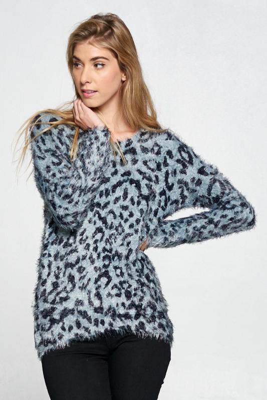 fuzzy leopard print sweater