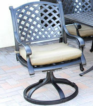 Luxury propane fire pit rectangle outdoor dining set 9 piece cast aluminum patio image 9