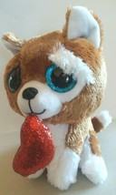 Plush Valentine Puppy Dog w/Sparkling Red Heart Stuffed Animal Toy 6.5" - $18.80