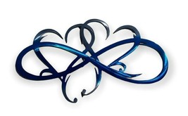 Dual Infinity Hearts - Metal Wall Art - Blue Tinged 25&quot; x 15&quot; - $71.27
