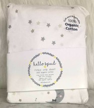 Hello Spud Infant Fitted Crib Sheet Organic Cotton Elephant Grey Moon St... - $18.46