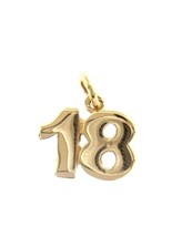 18K Yellow Gold Number 18 Eighteen Pendant Charm 0.7 Inches 17 Mm Made In Italy - $284.01