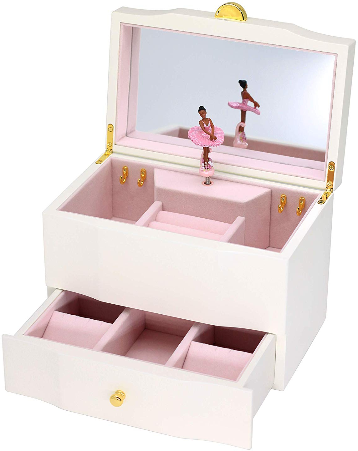 Attii African American Ballerina Jewelry Box Wooden Box For Girls With