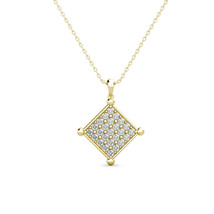1.28 Carat VS/GH Diamond Fancy Square Stylis Pendant W/18" Chain 14K Yellow Gold - $1,079.08