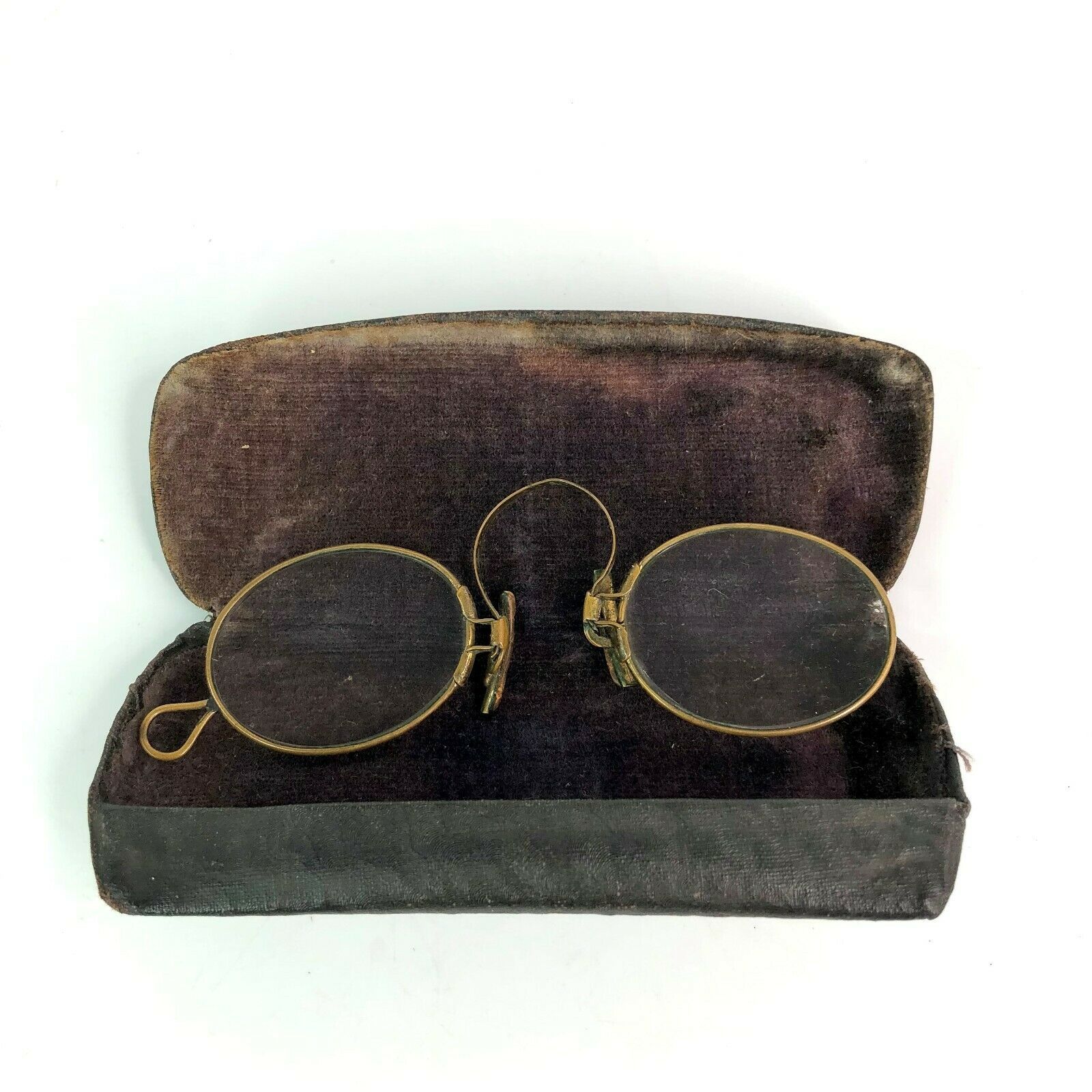 Accessories Sunglasses & Eyewear Reading Glasses antique oval lenses brass frame pince nez eye glasses 