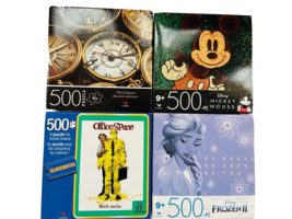 Lot of 4-500 Piece Jigsaw Puzzles Office, Disney, Frozen, Compass NEW Bold - $19.95