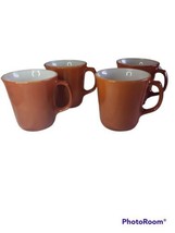 Set Of 4 Vintage Pyrex Burnt Orange D Handles Coffee Tea Cups Mugs   - $29.70