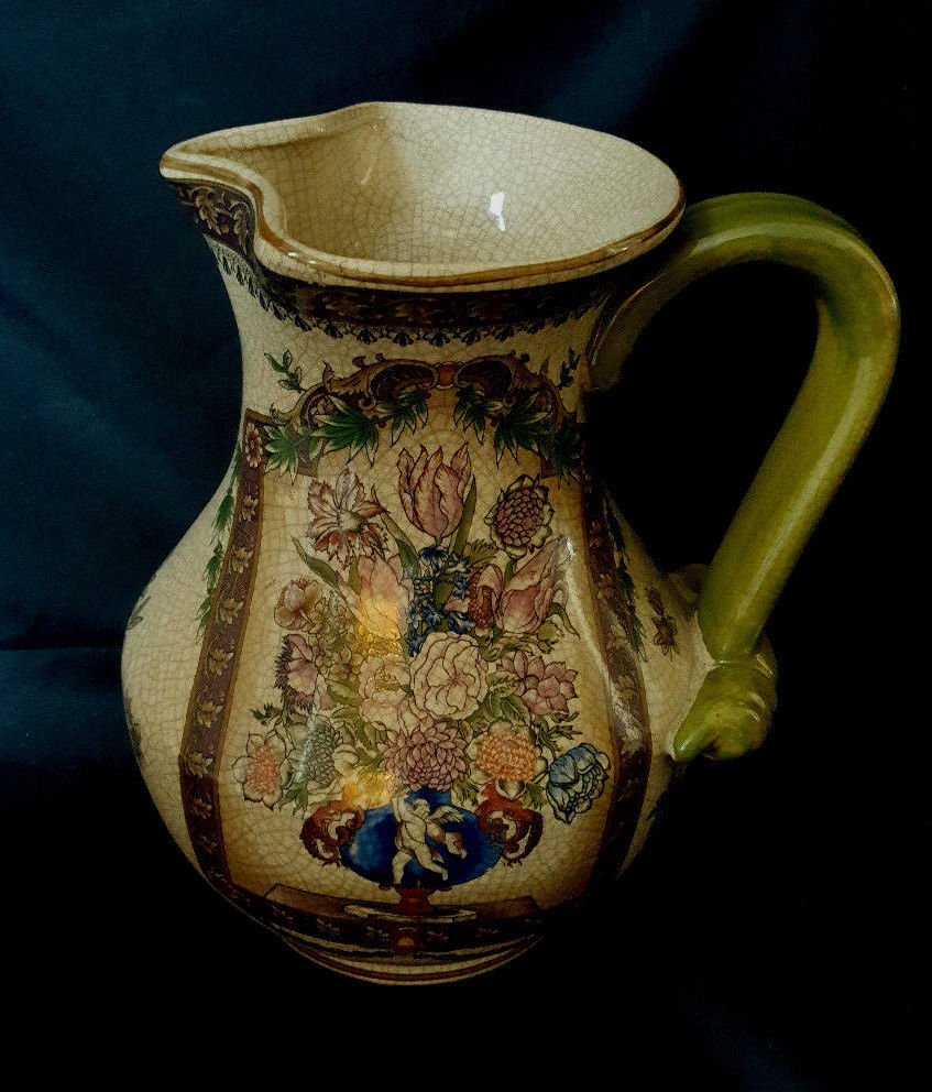 Decorative Ceramic Pitcher Floral Angel Vase Multicolor Beautiful Home