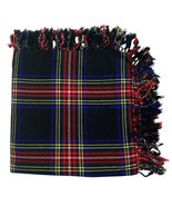 Traditional Highlander Tartan Kilt Fly Plaid Black Stewart Scarf Scottis... - $23.28