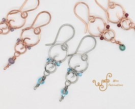 Handmade copper or stainless steel earrings: Beaded Figure 8 Swirl with Dangle - $21.00