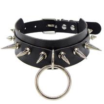 2020 Big O-Round Punk Rock Gothic Chokers Necklaces Women Men Leather Spike Rive - $10.99+