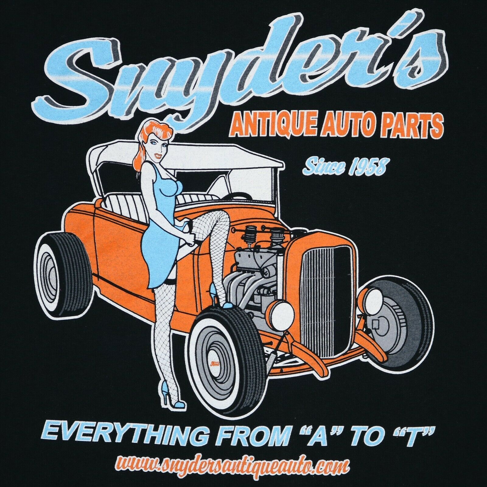 Snyders Antique Auto Parts Mens T-Shirt Shirt Size Medium M Black Cars