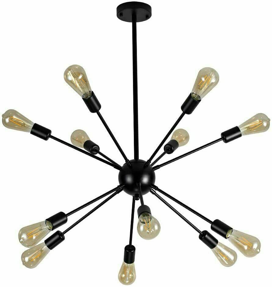 Handmade Vintage Sputnik Chandelier 12 Lights Black Modern Ceiling Light Fixture