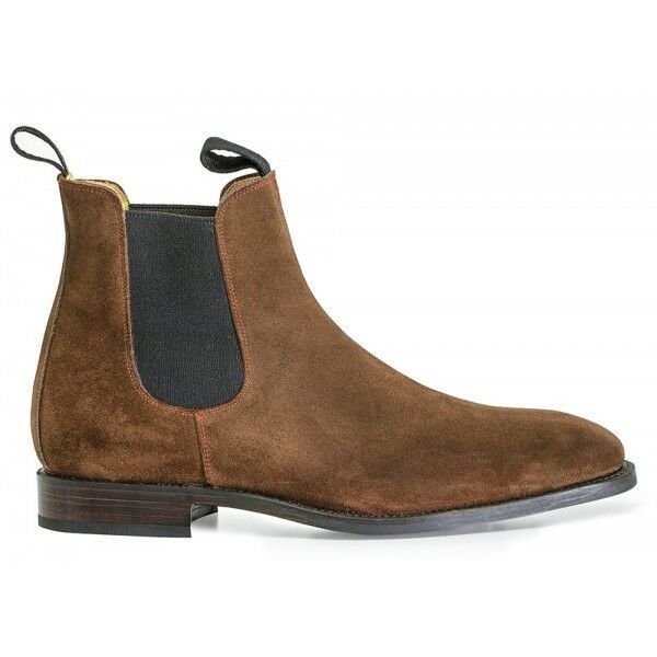 Men Chelsea Jumper Slip On Brown High Ankle Handmade Suede Leather Boots US 7-16