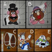 Toy Story Iron On Patches-Mr. &amp; Mrs. Potato Head, Woody, Buzz, Andy Shoes - $9.99+
