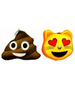 Emojeez Emoji Pillows Set 2 Cat All About Meow Donut Give A Poo Soft Plu... - $4.99