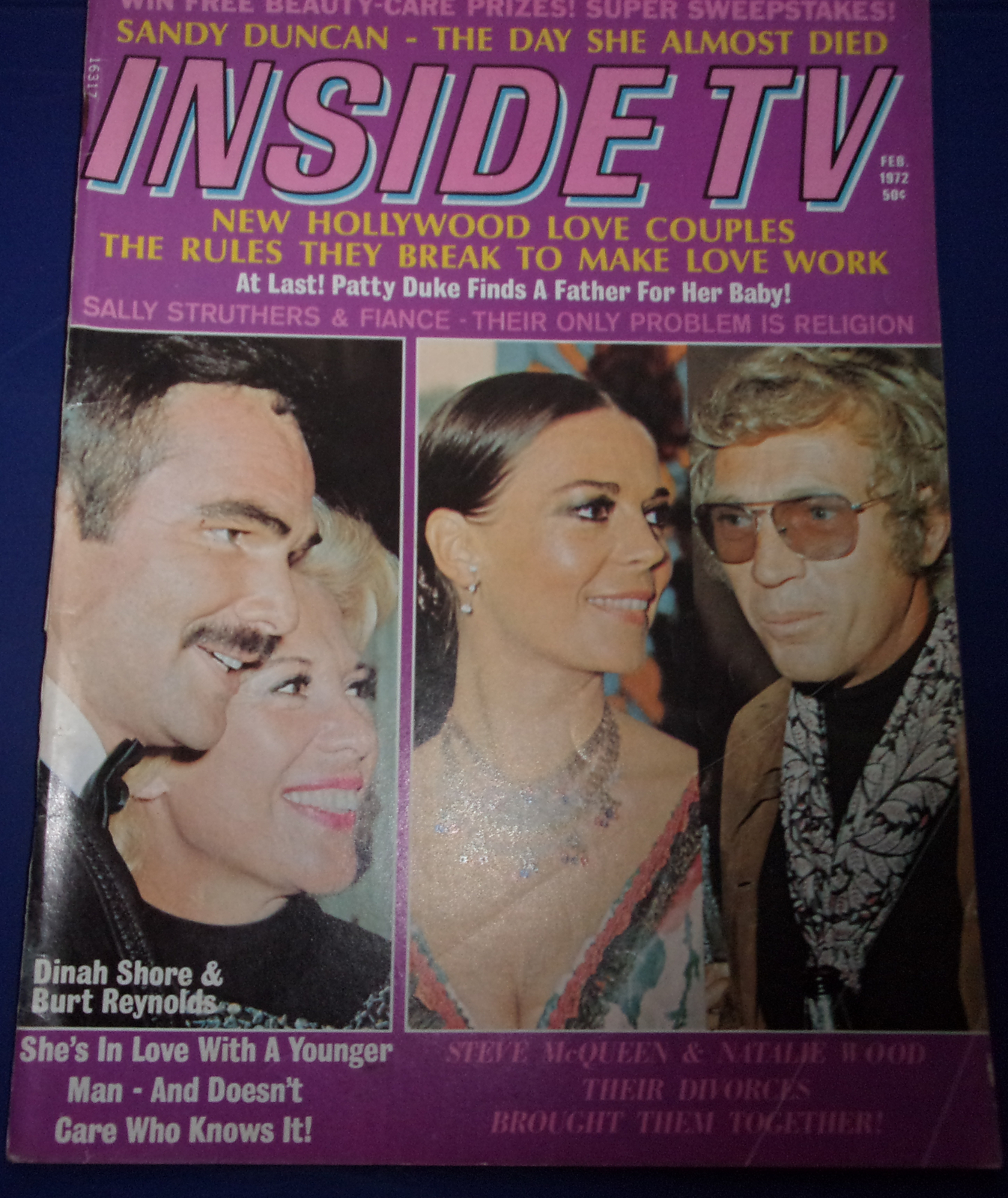 Vintage Sandy Ducan Burt Reynolds Steve McQueen Inside TV Magazine Feb ...