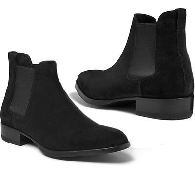 Handmade Custom Mens Black Chelsea Suede Boots, Men Suede Fashion ...