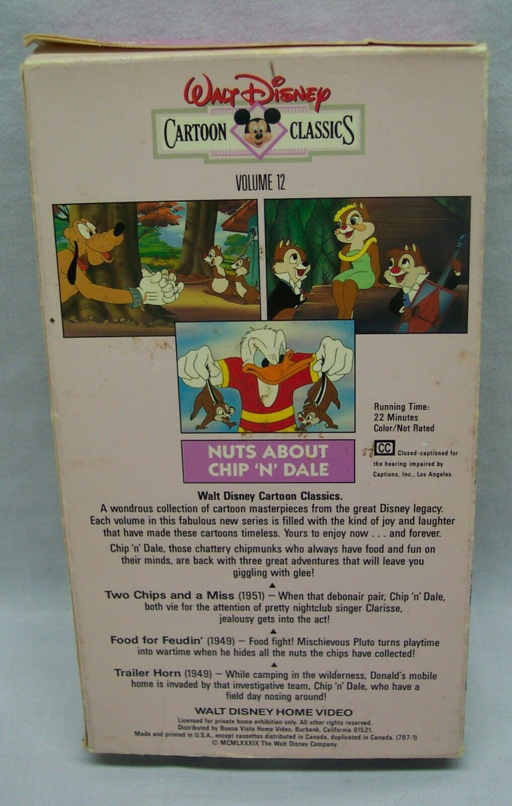 Walt Disney Cartoon Classics Vol. 12 NUTS ABOUT CHIP 'N' DALE VHS VIDEO ...