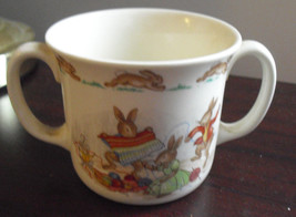 Vintage Royal Doulton Bone China Bunnykins Double Handle Mug 3&quot; Tall - $21.78