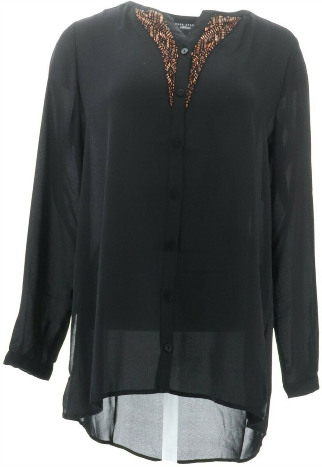 Susan Graver Feather Weave Shirt Embellishment Black 6 NEW A269310