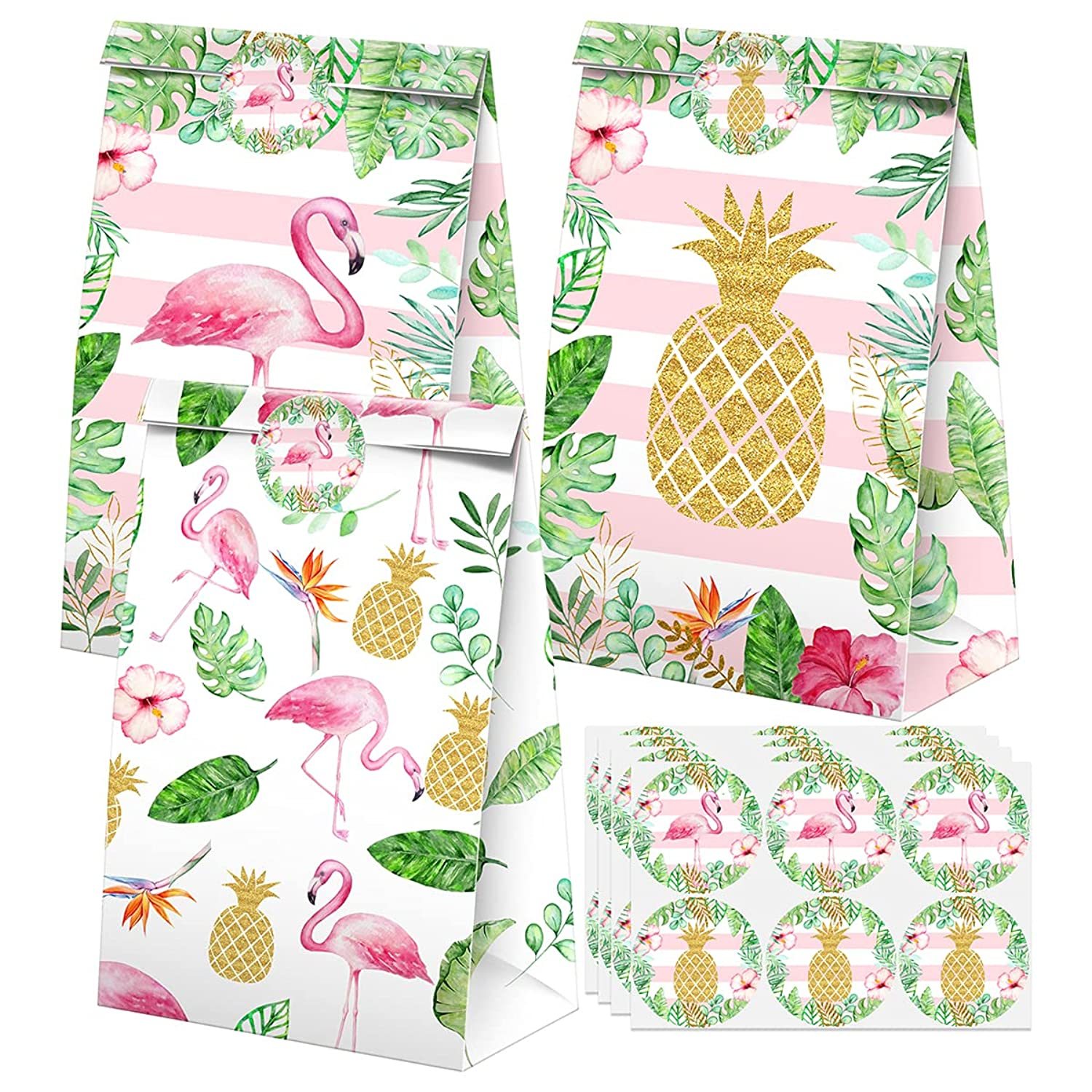 Flamingo Party Favors Candy Bags With Stickers - Pine Goodie Gift Trea