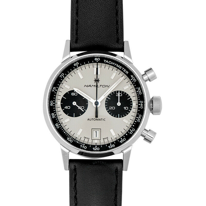 NEW Hamilton H38416711 American Classic Intra-Matic Auto Chrono White ...