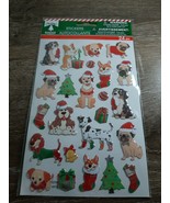 Christmas Holiday Puffy Dog  Stickers  24 Stickers - $8.86