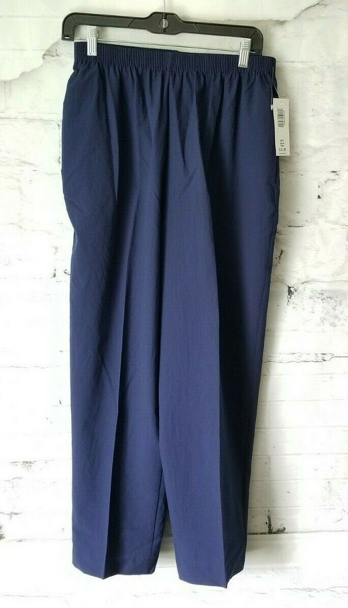 BonWorth Women's Navy Blue Stretchable Waist Pants Size Medium Petite ...